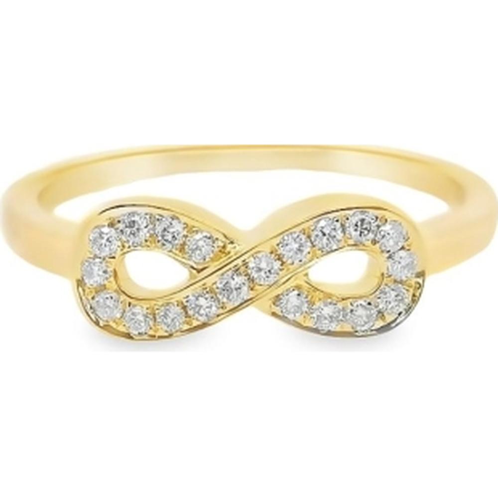 18K Yellow Gold Infinity Ring with Pavé Set Round Diamonds by Afarin