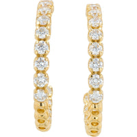 18K Yellow Gold Inside-Out Hoop Earrings with Prong-Set Round Lab Grown Diamonds - 1.00 Carat Total Diamond Weight