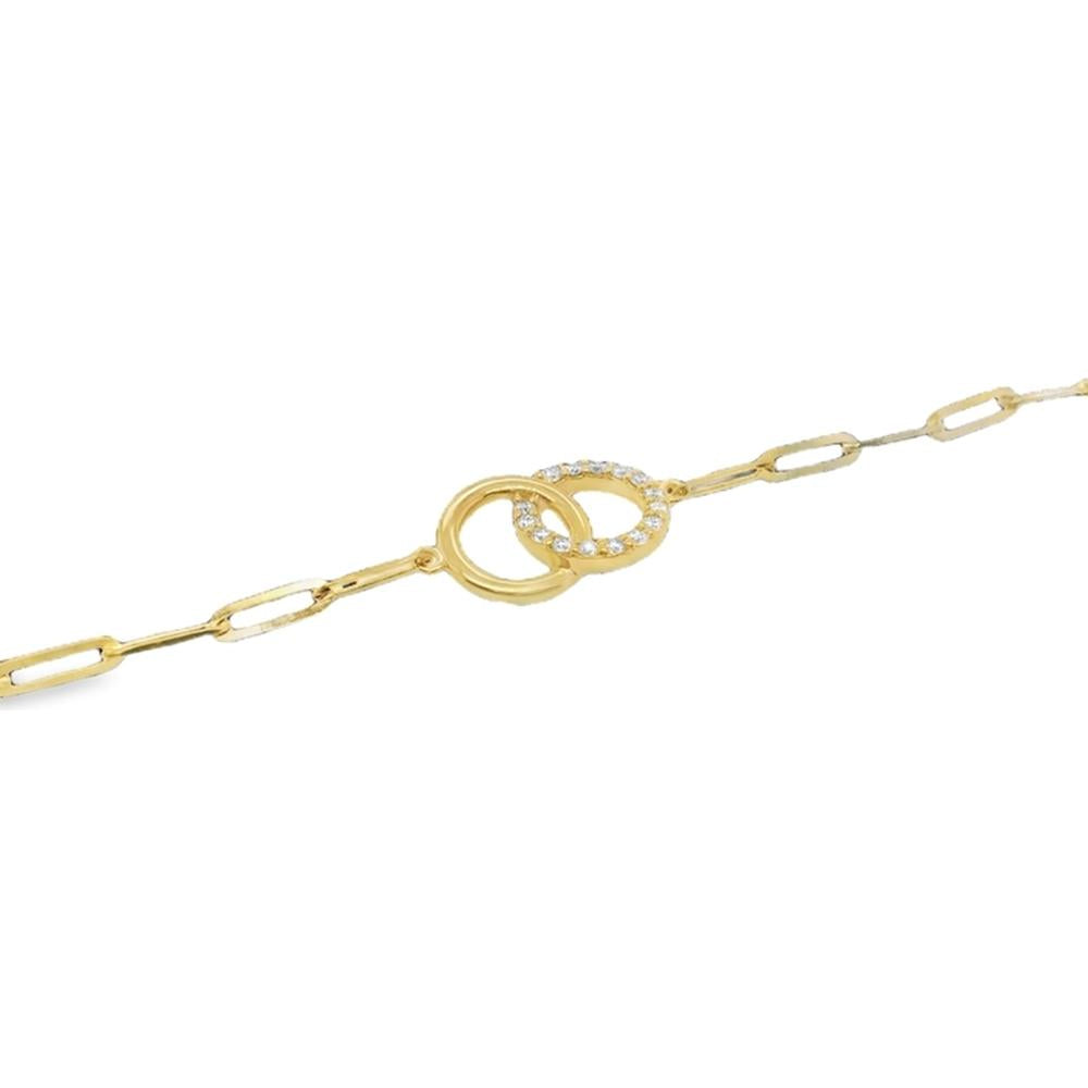 18K Yellow Gold Interlocking Circle Bracelet with Diamond Accents by Afarin