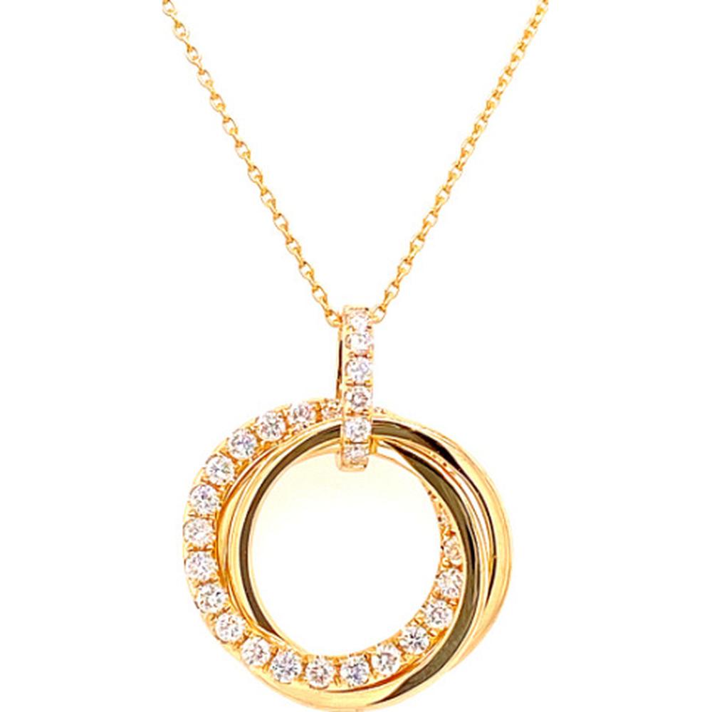18K Yellow Gold Interlocking Circle Diamond Pendant Necklace by Afarin