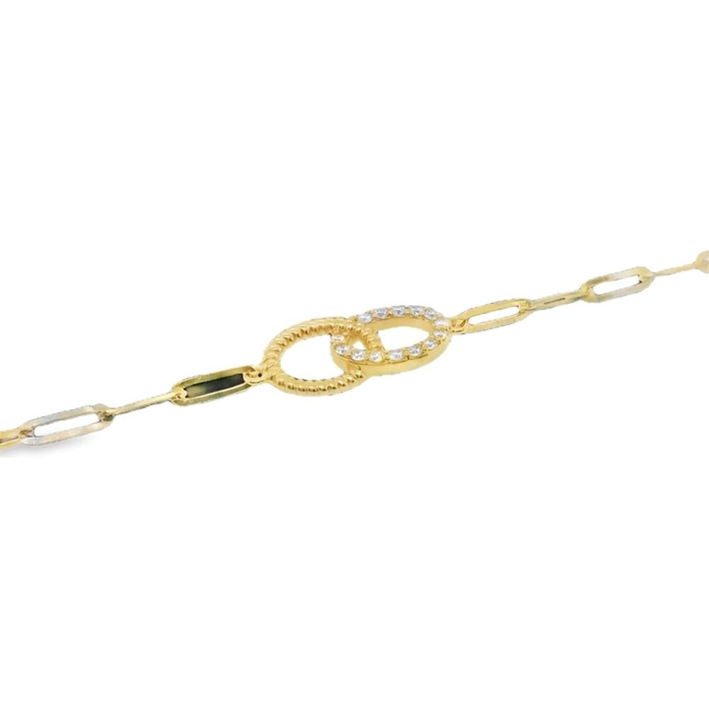 18K Yellow Gold Interlocking Heart Bracelet with Diamond Accents by Afarin