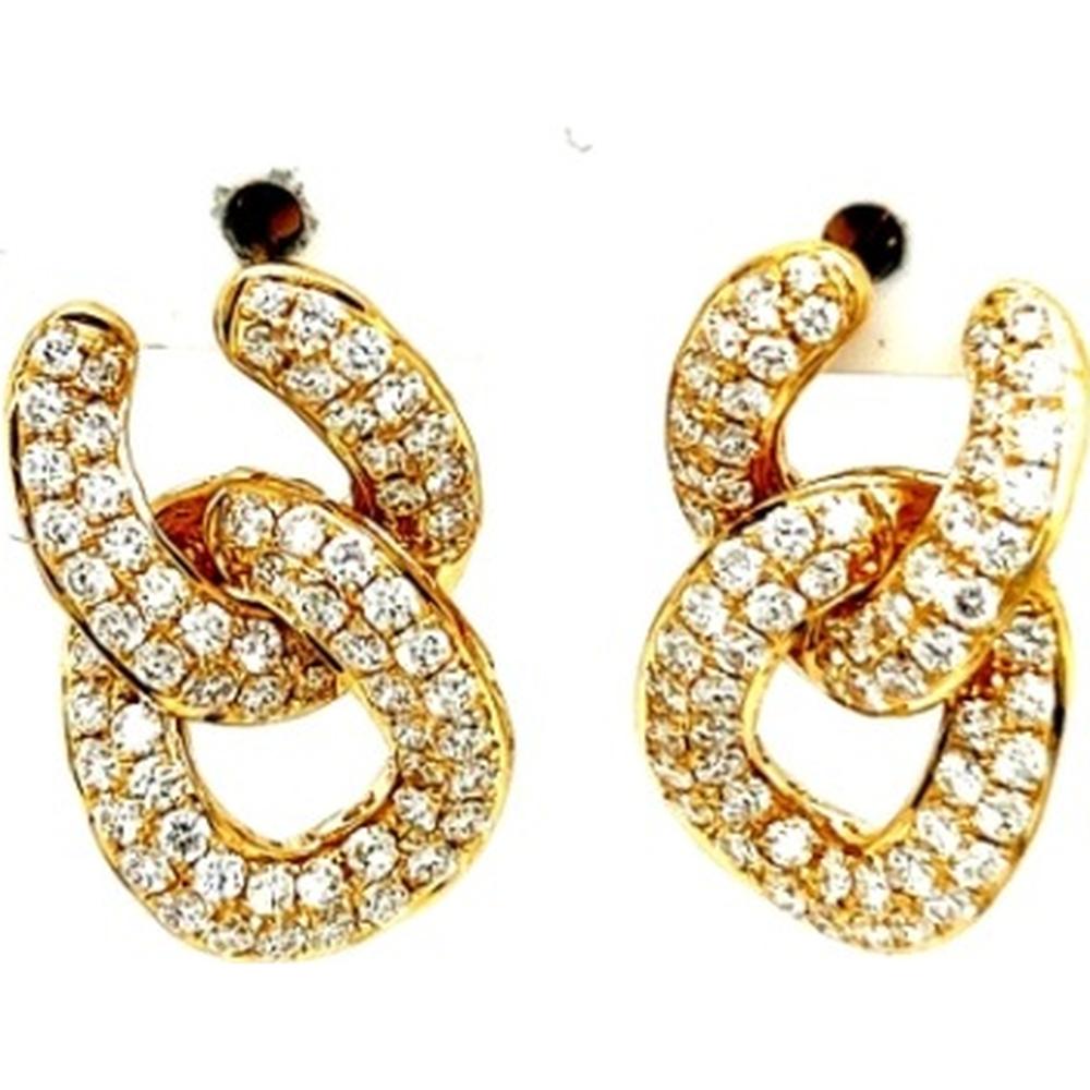 18K Yellow Gold Interlocking Link Diamond Drop Earrings by Afarin