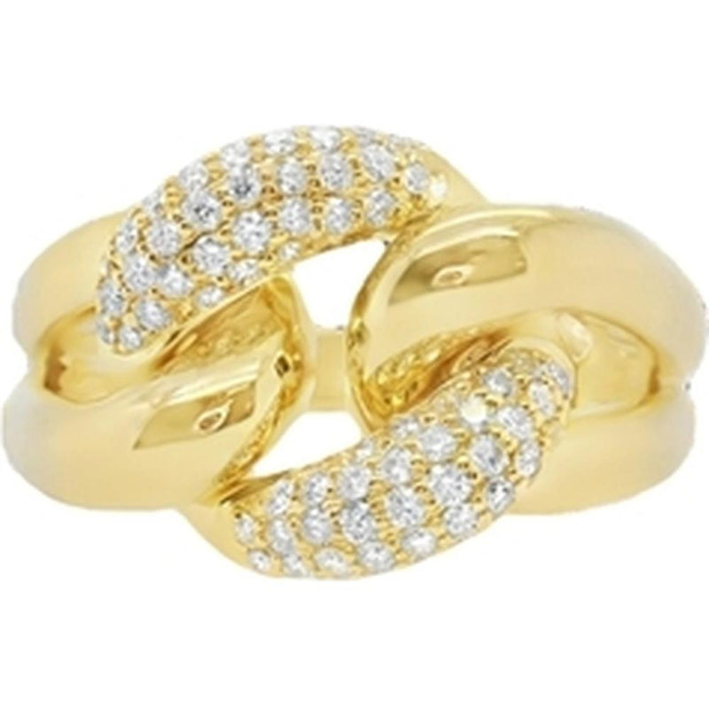 18K Yellow Gold Interlocking Link Ring with Pavé Set Round Diamonds by ...