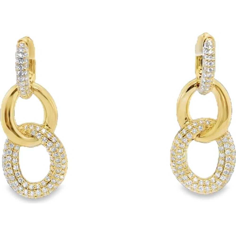 18K Yellow Gold Interlocking Oval Drop Earrings with Diamond Accents by Afarin