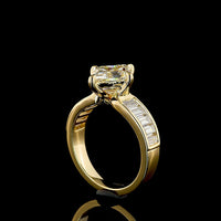 18K Yellow Gold Kite-Shape Solitaire Shank Ring with Bezel & Prong Set Lab Diamonds - 3.93 Carats Total Diamond Weight - Covaloro Fine Jewelry
