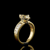 18K Yellow Gold Kite-Shape Solitaire Shank Ring with Bezel & Prong Set Lab Diamonds - 3.93 Carats Total Diamond Weight - Covaloro Fine Jewelry