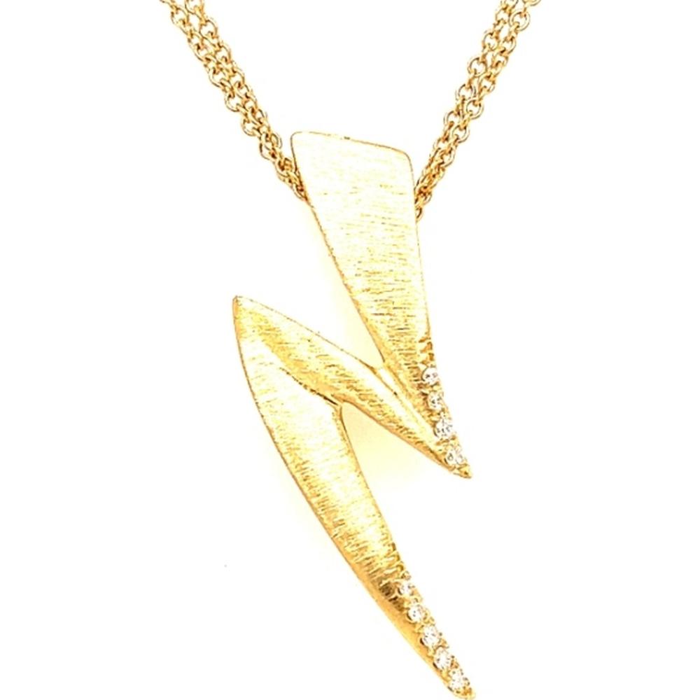 18K Yellow Gold Letter N Pendant Necklace with Diamond Accents by Afarin