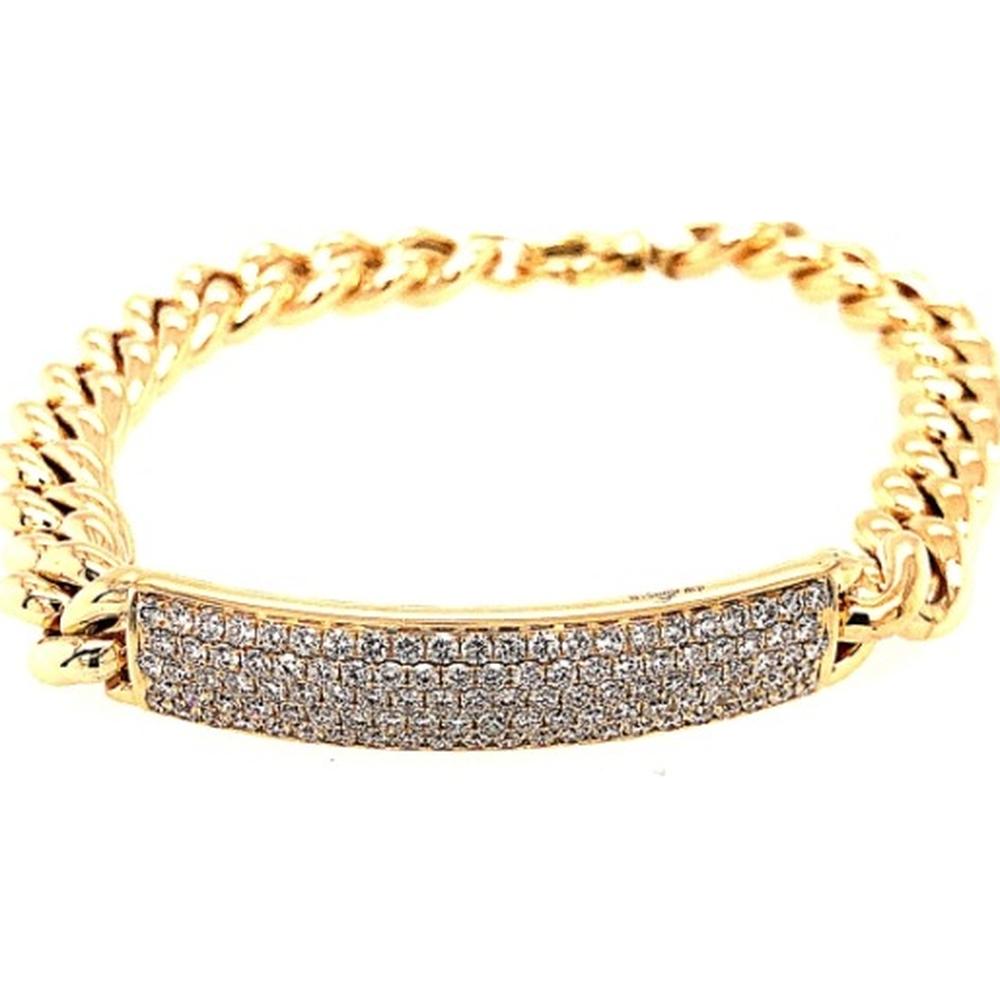 18K Yellow Gold Link Bracelet with Pavé Set Round Diamonds by Afarin