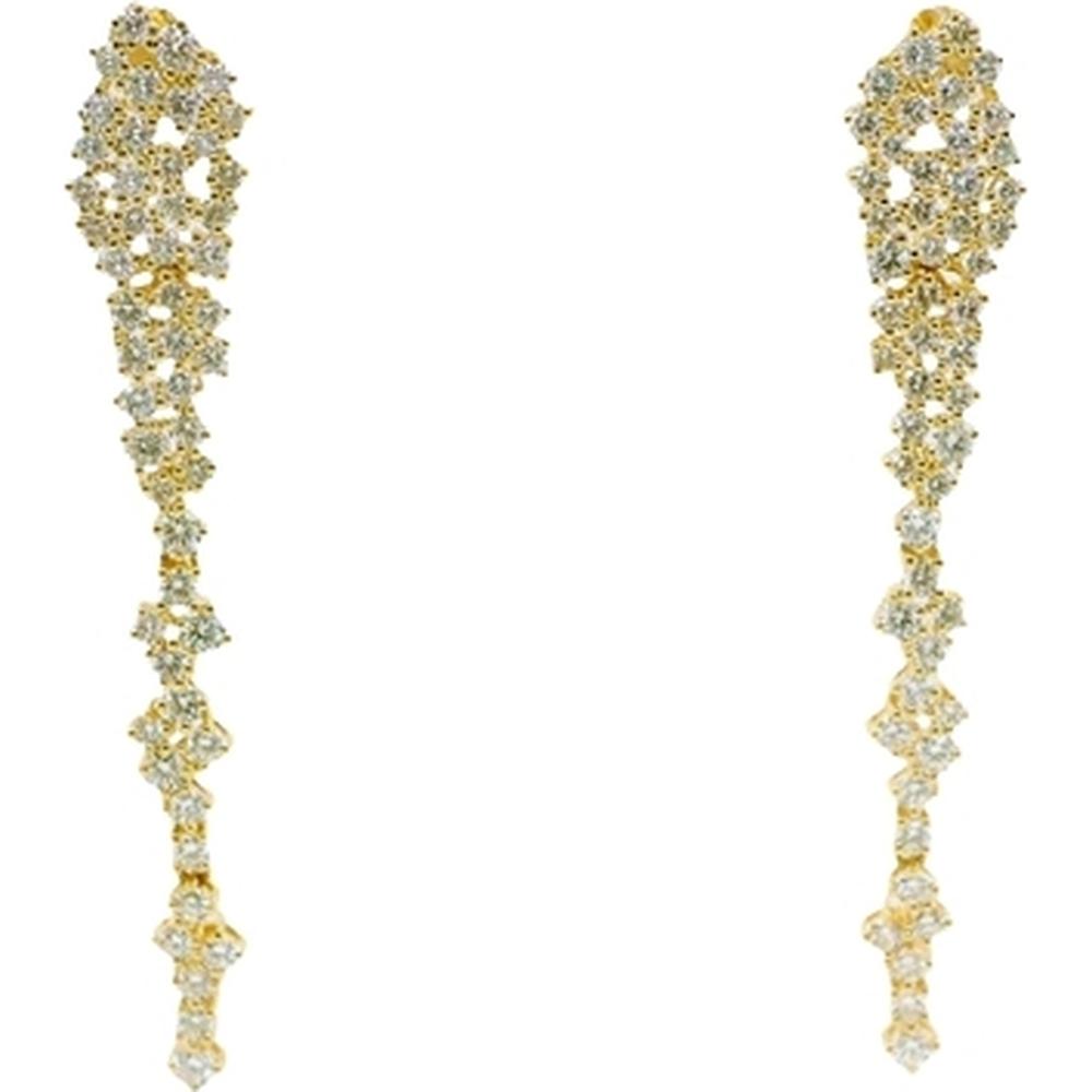 18K Yellow Gold Long Drop Diamond Earrings by Afarin