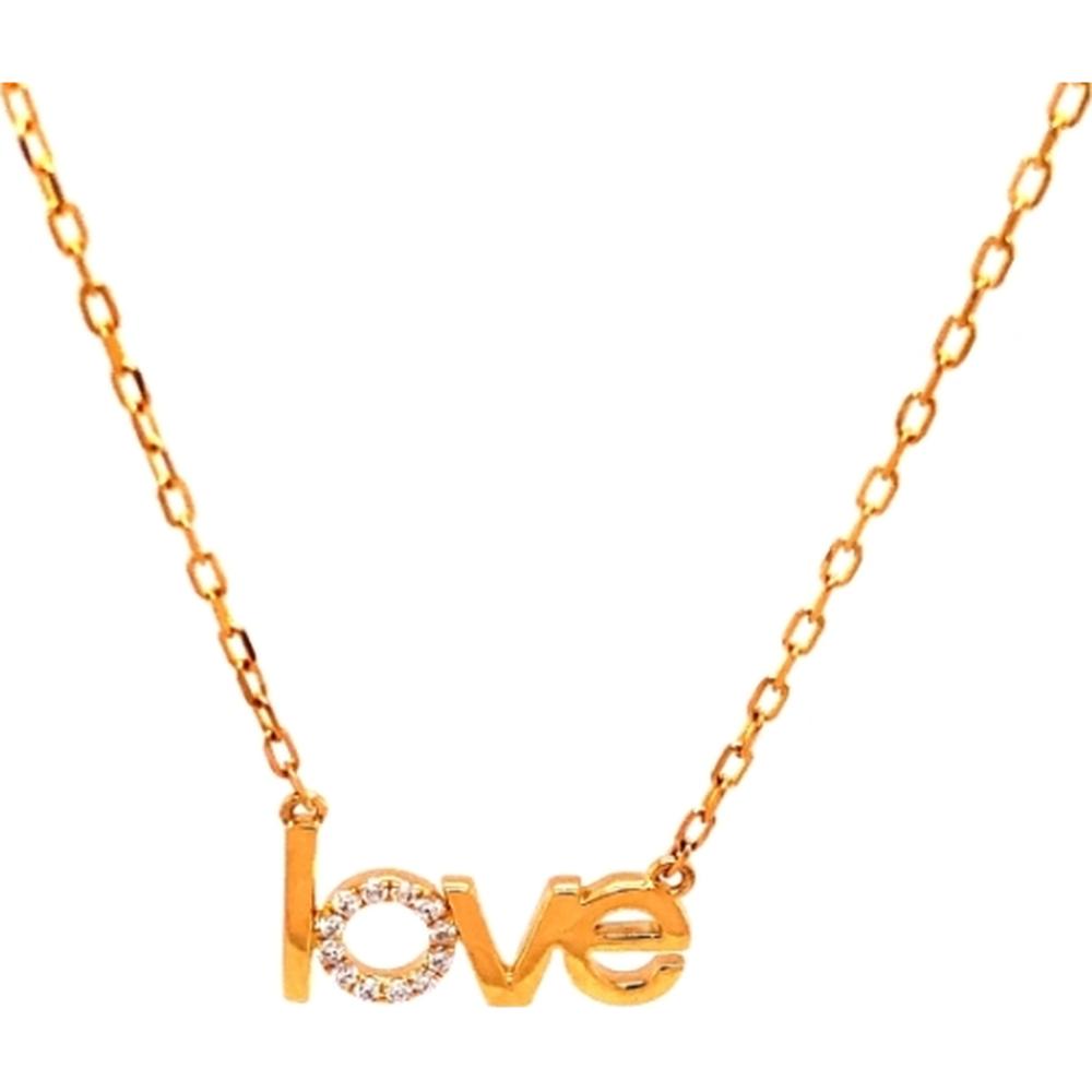 18K Yellow Gold Love Necklace with Diamond Accents by Afarin