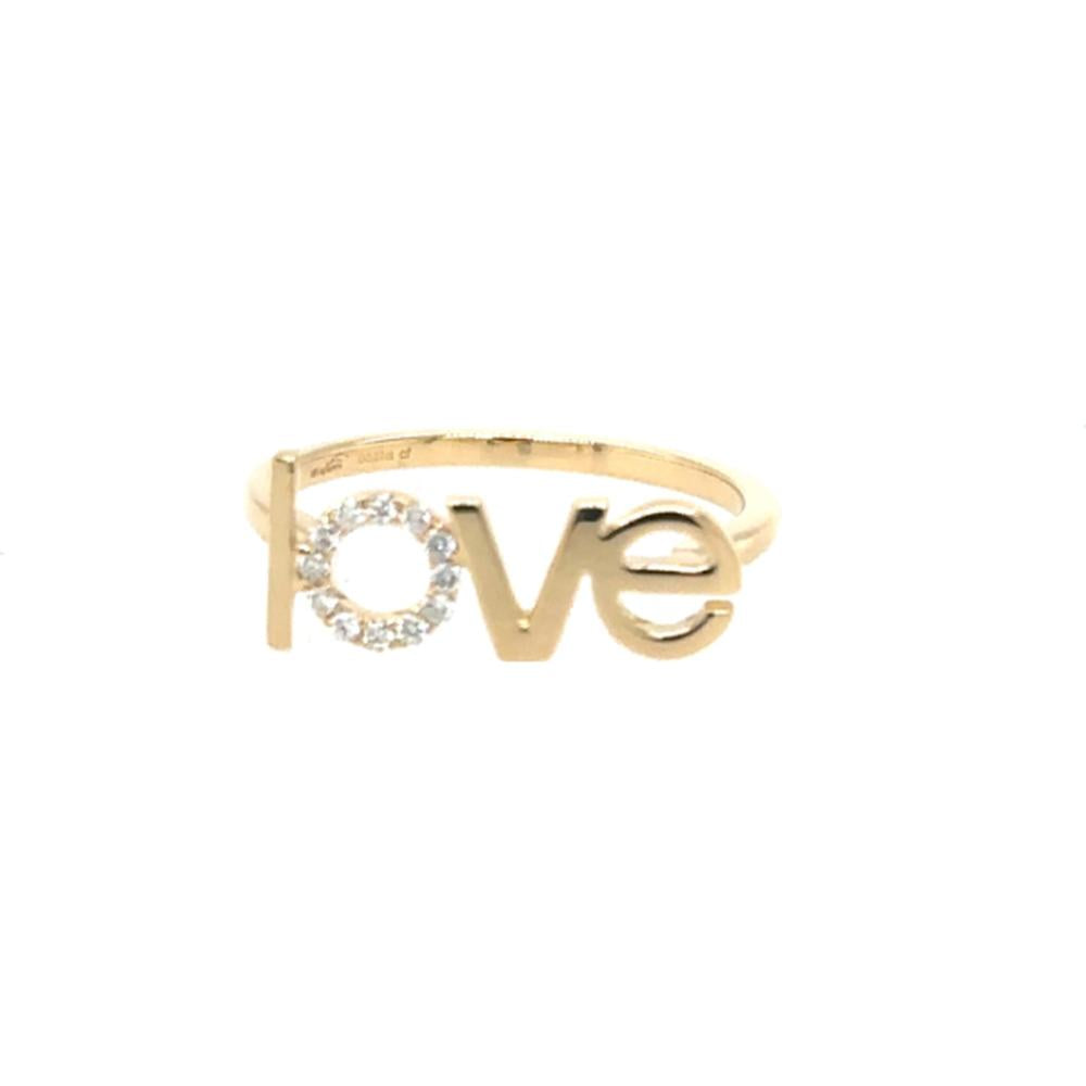18K Yellow Gold Love Ring with Round Diamond Accent Detail by Afarin