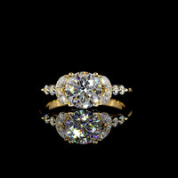 18K Yellow Gold Marquise and Round Cut Lab Diamond Special Ring with Prong Setting - 1.88 Carats Total Diamond Weight - Covaloro Fine Jewelry