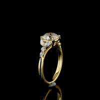 18K Yellow Gold Marquise and Round Cut Lab Diamond Special Ring with Prong Setting - 1.88 Carats Total Diamond Weight - Covaloro Fine Jewelry
