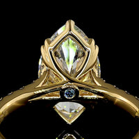 18K Yellow Gold Marquise Cut Lab Diamond Hidden Halo Ring - 3.13 Carat Center Stone with Pavé Band and Total 3.68 Carats - IGI Certified E VVS2 - Covaloro Fine Jewelry
