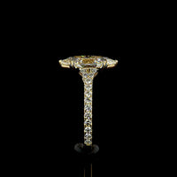 18K Yellow Gold Marquise Cut Lab Diamond Hidden Halo Ring - 3.13 Carat Center Stone with Pavé Band and Total 3.68 Carats - IGI Certified E VVS2 - Covaloro Fine Jewelry