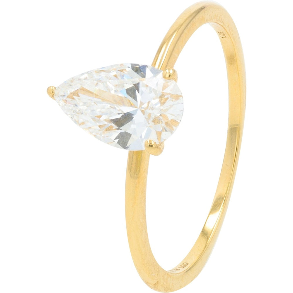 18K Yellow Gold Marquise Cut Lab Grown Diamond Engagement Ring - 1.00 Carat Total Diamond Weight