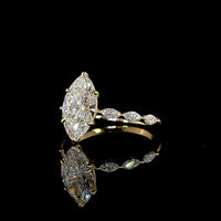 18K Yellow Gold Marquise Cut Solitaire Diamond Shank Ring with 2.53 Carat D VVS2 Center and 0.36 Carat Accent Stones - 2.89 Carat Total Diamond Weight - Covaloro Fine Jewelry