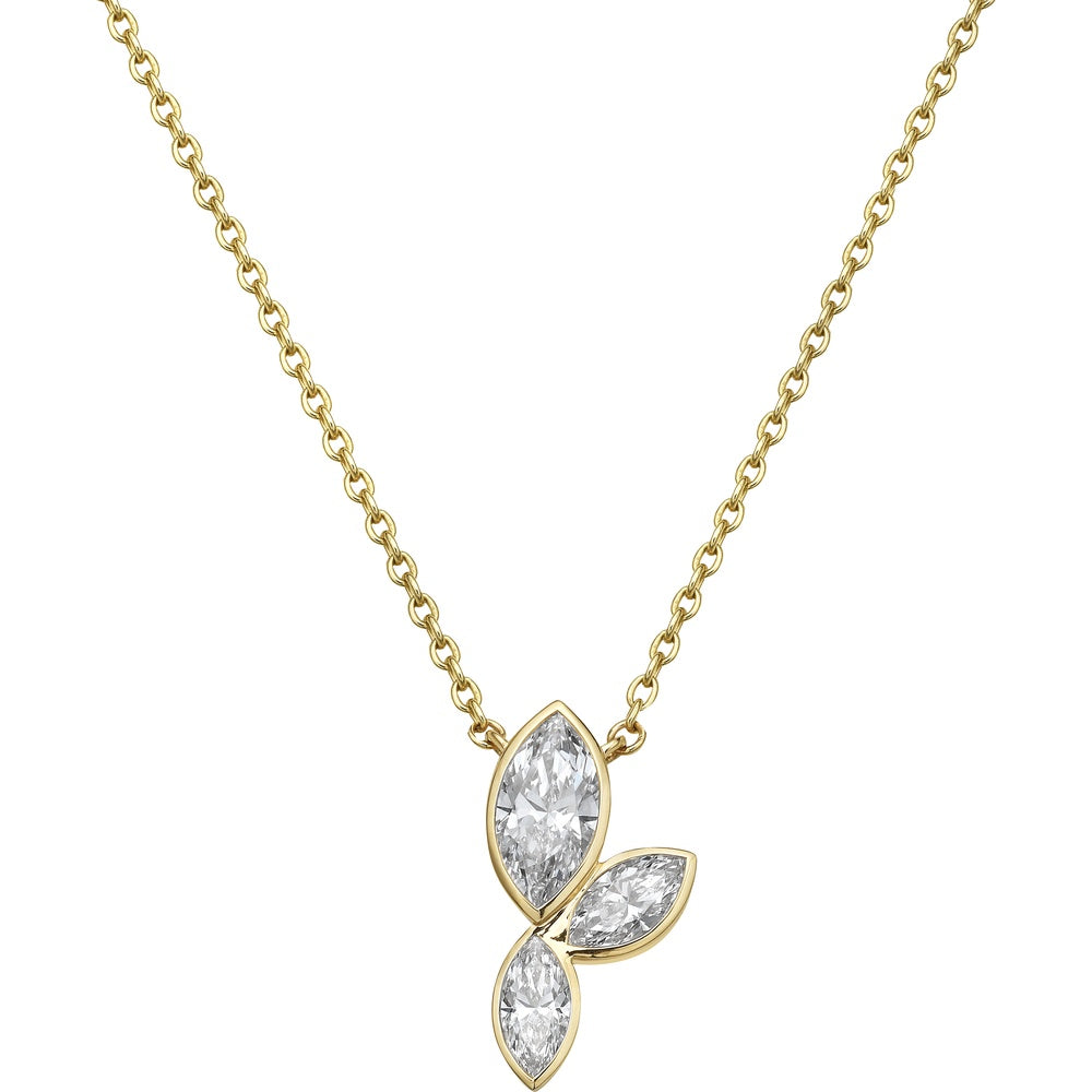 18K Yellow Gold Marquise Diamond Cluster Pendant with Bezel Set Lab Grown Diamonds - 1.59 Total Carat Weight - Covaloro Fine Jewelry