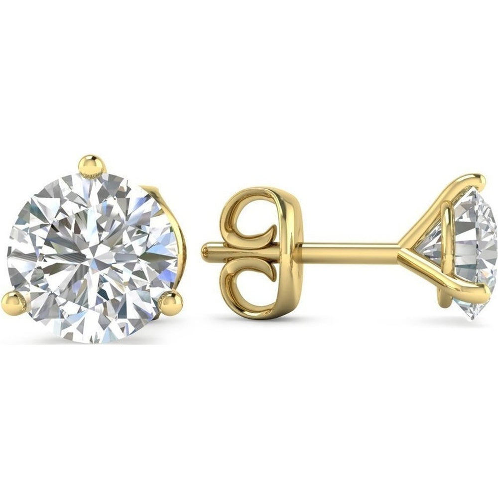 18K Yellow Gold Martini Earrings with Round Brilliant Cut Lab Diamonds - 2.01 Carat Total Weight - Covaloro Fine Jewelry