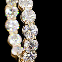 18K Yellow Gold Medium Hoop Earrings with 24 Prong-Set Round Lab Diamonds - 4.95 Carat Total Weight - Covaloro Fine Jewelry