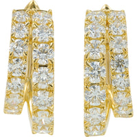 18K Yellow Gold Medium Hoop Earrings with Prong-Set Round Lab Grown Diamonds - 3.75 Carat Total Diamond Weight