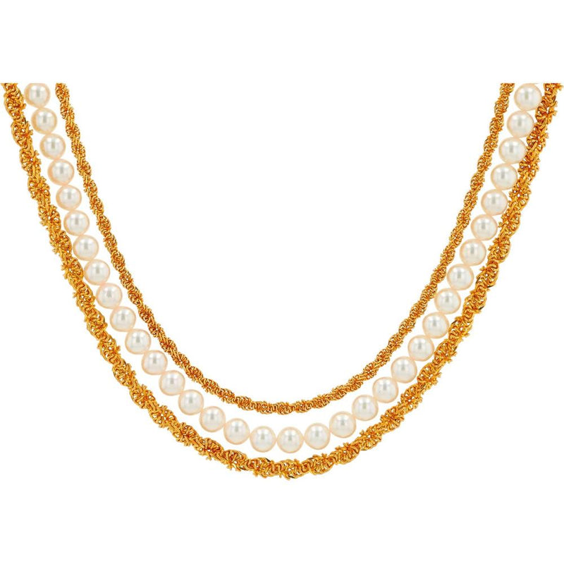 18K Yellow Gold Mikimoto 4.5mm Pearl Necklace - 16" Chain Length