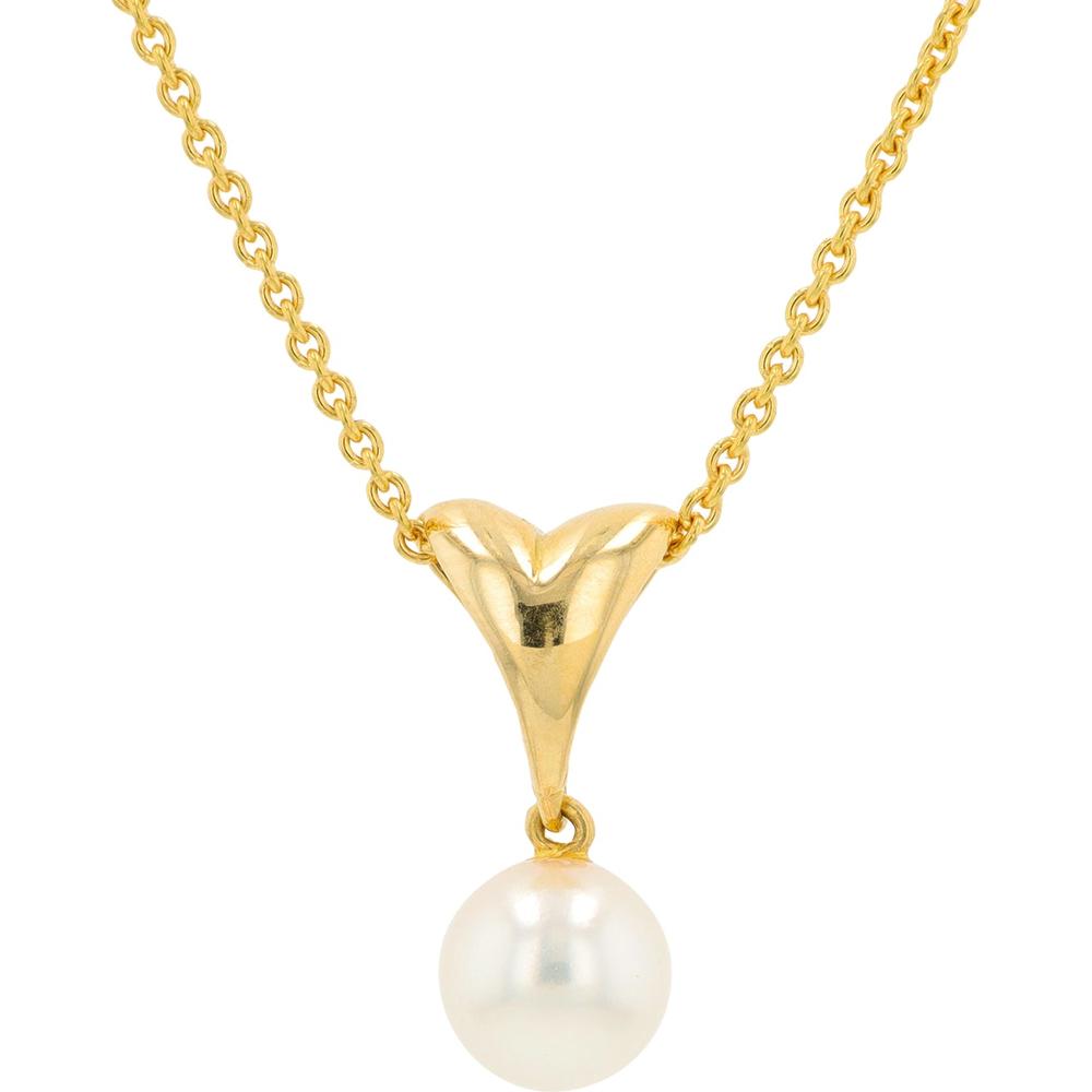 18K Yellow Gold Mikimoto 6.5mm Pearl Pendant Necklace