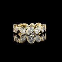 18K Yellow Gold Mixed Shape Eternity Band with Bezel Set Pear, Oval, and Marquise Lab Diamonds - 2.84 Carats Total Diamond Weight - Covaloro Fine Jewelry