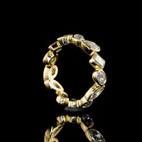 18K Yellow Gold Mixed Shape Eternity Band with Bezel Set Pear, Oval, and Marquise Lab Diamonds - 2.84 Carats Total Diamond Weight - Covaloro Fine Jewelry