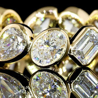 18K Yellow Gold Mixed Shape Eternity Band with Bezel Set Pear, Oval, and Marquise Lab Diamonds - 2.84 Carats Total Diamond Weight - Covaloro Fine Jewelry