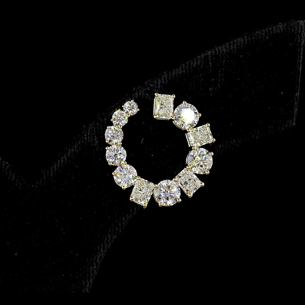 18K Yellow Gold Mixed Shape Special Earrings with Prong Set Brilliant and Radiant Cut Lab Diamonds - 5.25 Carats Total Diamond Weight - Covaloro Fine Jewelry