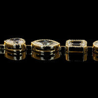 18K Yellow Gold Mixed Shape Station Bracelet with Bezel Set Emerald, Oval, and Marquise Cut Lab Diamonds - 9.94 Carats Total Diamond Weight - Covaloro Fine Jewelry