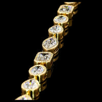 18K Yellow Gold Mixed Shape Station Bracelet with Bezel Set Emerald, Oval, and Marquise Cut Lab Diamonds - 9.94 Carats Total Diamond Weight - Covaloro Fine Jewelry
