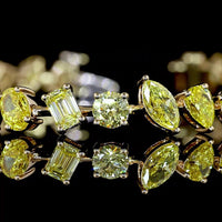 18K Yellow Gold Mixed Shape Station Bracelet with Fancy Vivid Yellow Lab Diamonds - 8.44 Carats Total Diamond Weight - Covaloro Fine Jewelry