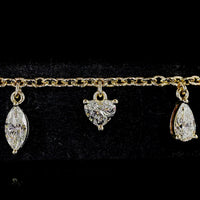 18K Yellow Gold Mixed Shape Station Bracelet with Pear, Heart, and Marquise Lab Diamonds - 2.10 Carats Total Diamond Weight - Covaloro Fine Jewelry
