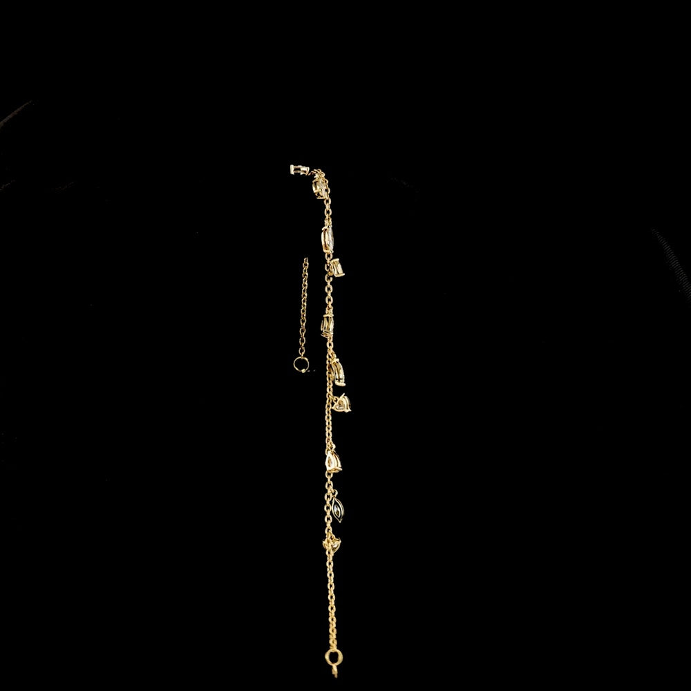 18K Yellow Gold Mixed Shape Station Bracelet with Pear, Heart, and Marquise Lab Diamonds - 2.10 Carats Total Diamond Weight - Covaloro Fine Jewelry