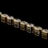 18K Yellow Gold Mixed Shape Tennis Bracelet with Bezel-Set Emerald, Marquise, and Oval Lab Diamonds - 8.26 Carats Total Diamond Weight - Covaloro Fine Jewelry