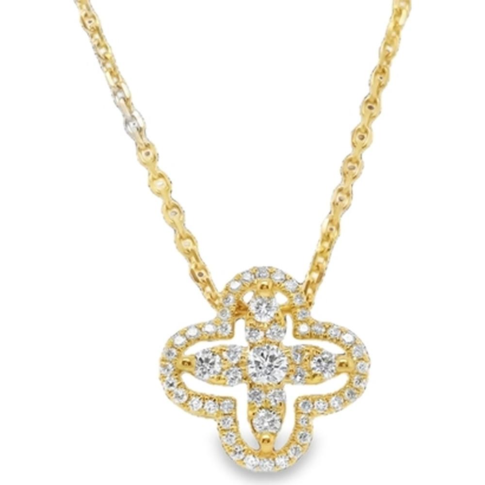18K Yellow Gold Motif Pendant Necklace with Round Diamonds by Afarin