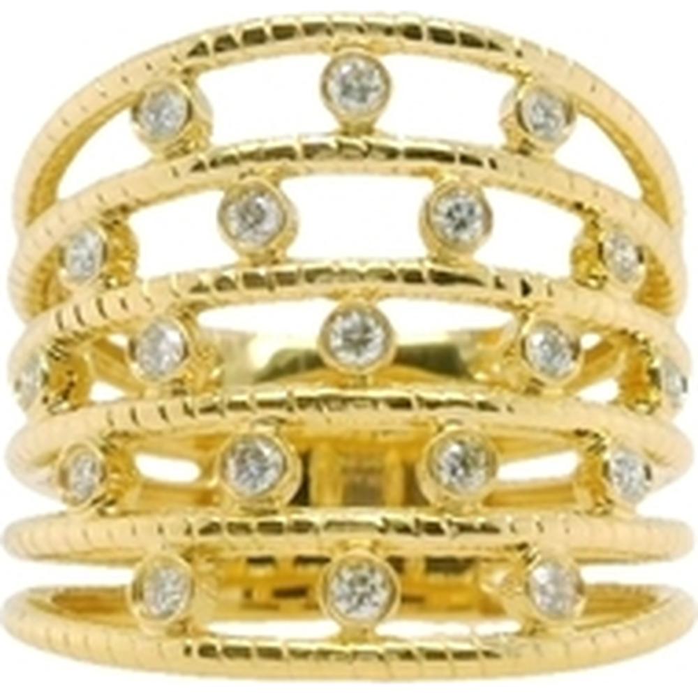 18K Yellow Gold Multi-Band Openwork Ring with Round Diamonds by Afarin