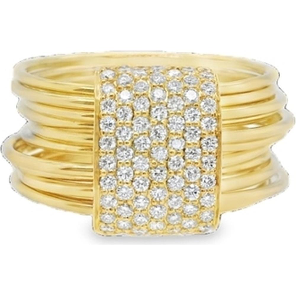 18K Yellow Gold Multi-Band Ring with Round Diamonds by Afarin