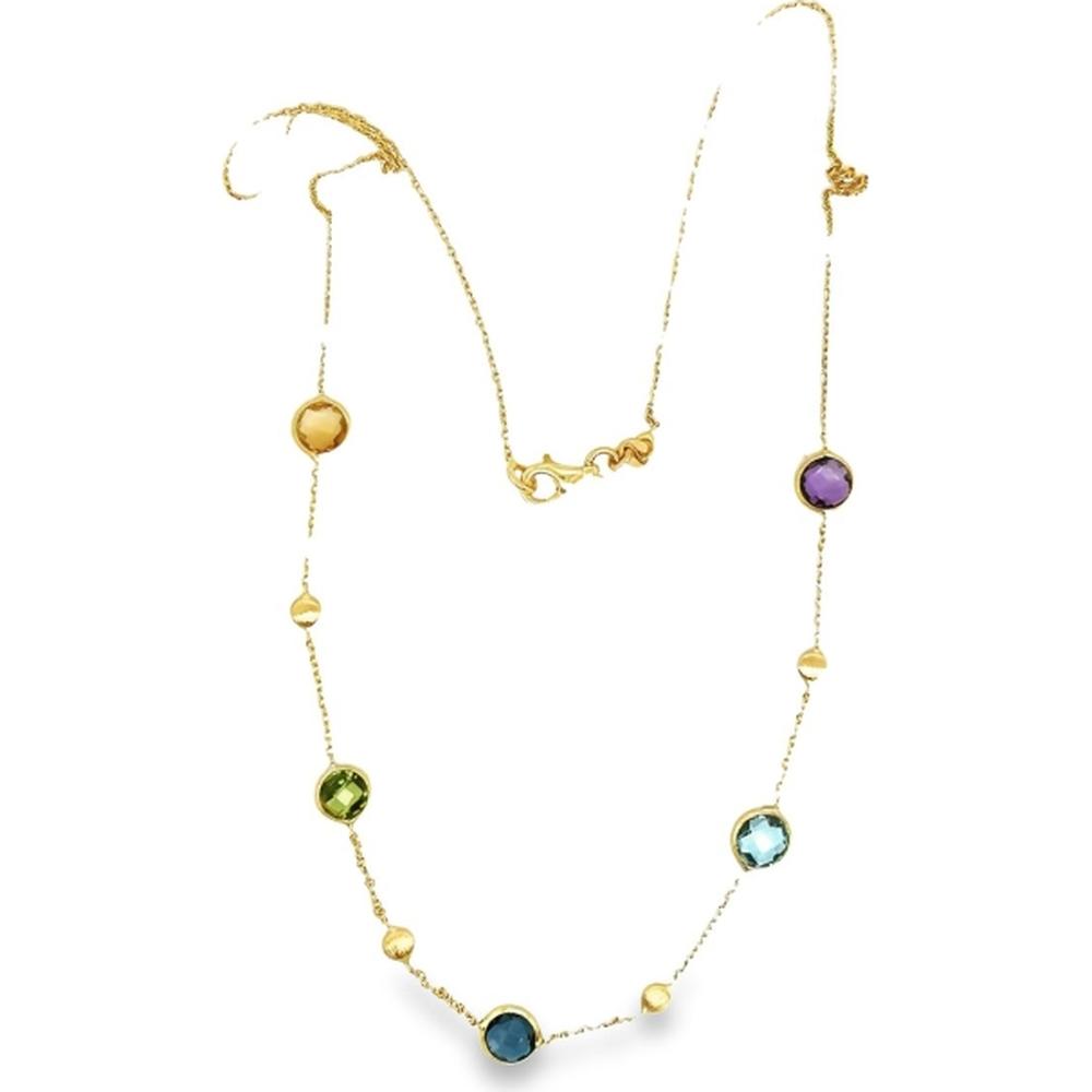 18K Yellow Gold Multi-Gemstone Station Necklace by Afarin