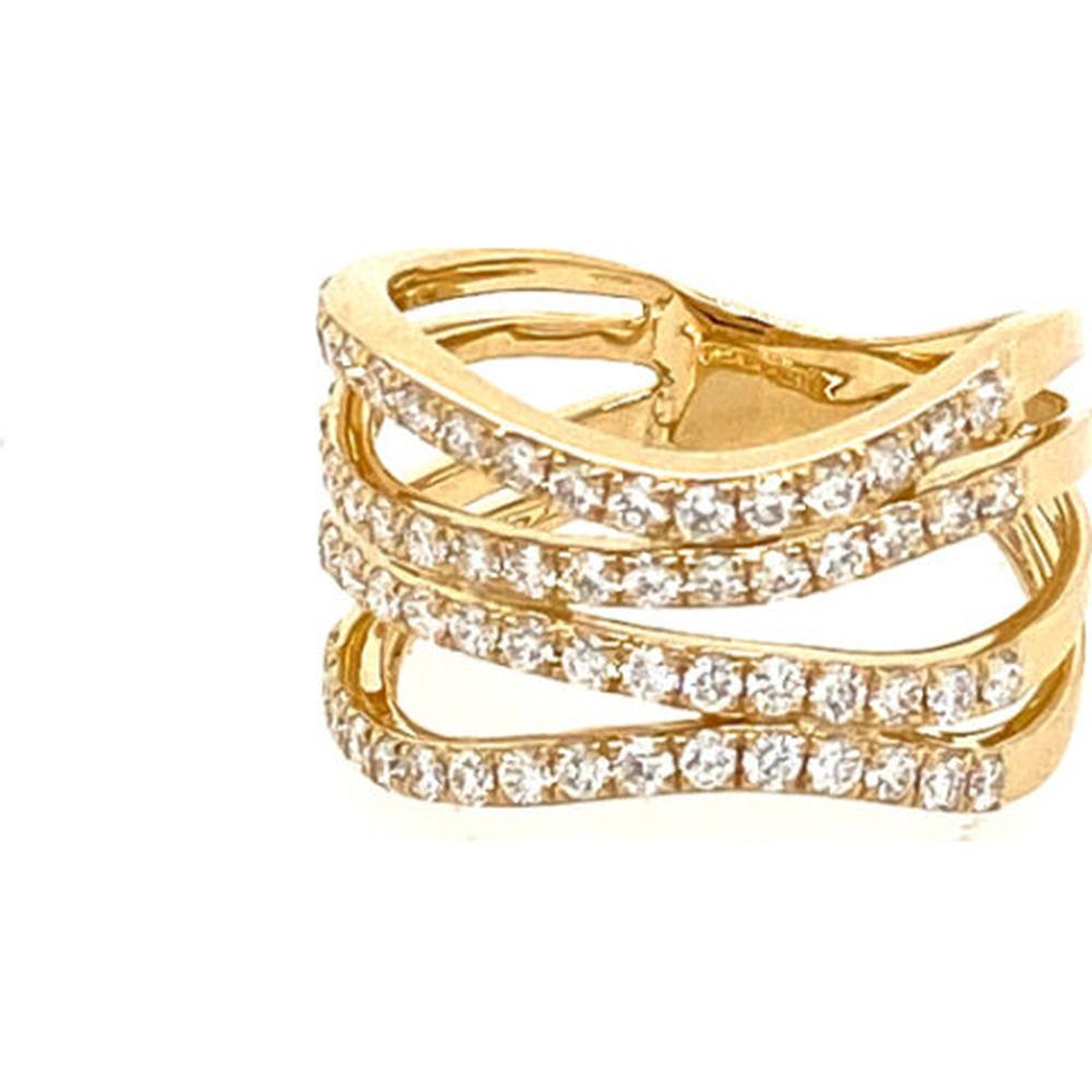 18K Yellow Gold Multi-Row Diamond Fashion Ring by Afarin
