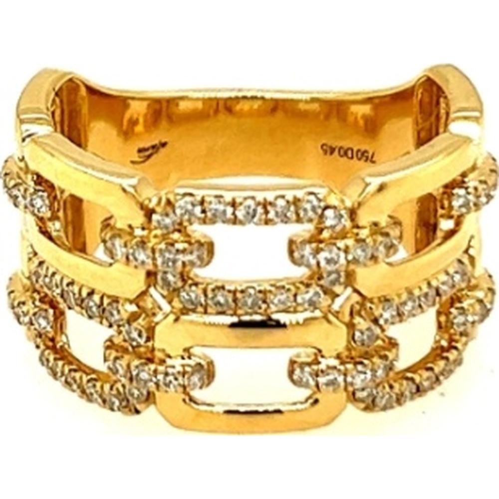 18K Yellow Gold Multi-Row Open Link Diamond Statement Ring by Afarin