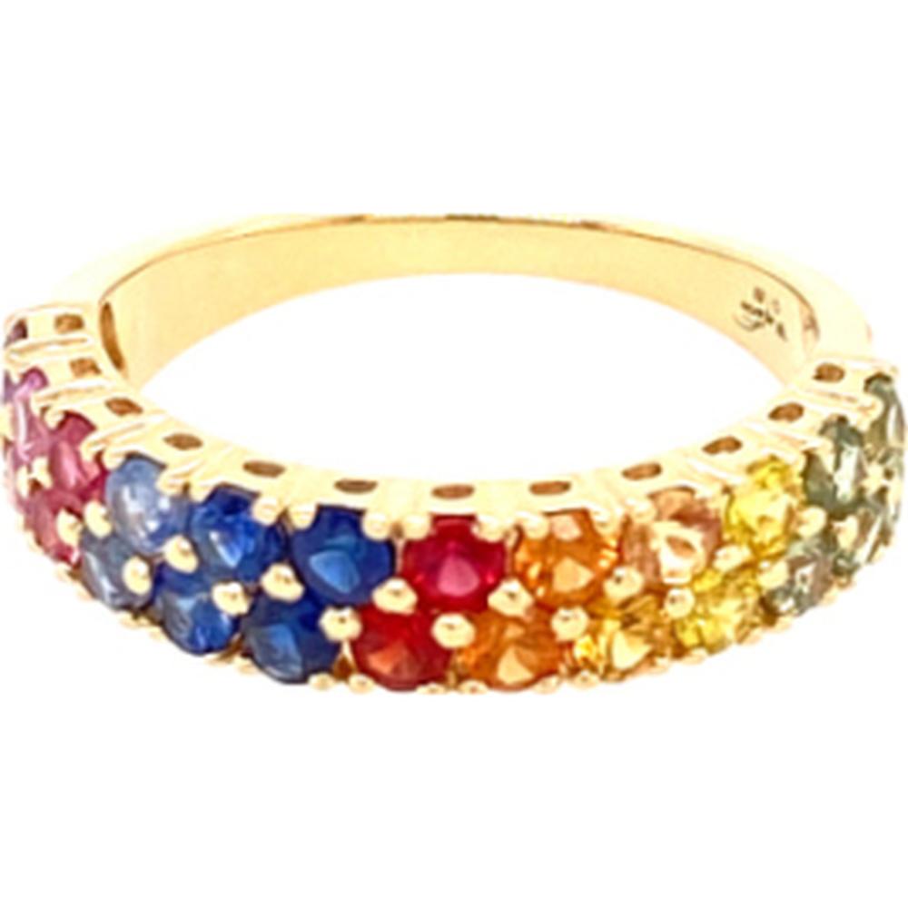 18K Yellow Gold Multi Sapphire Rainbow Band Ring by Afarin