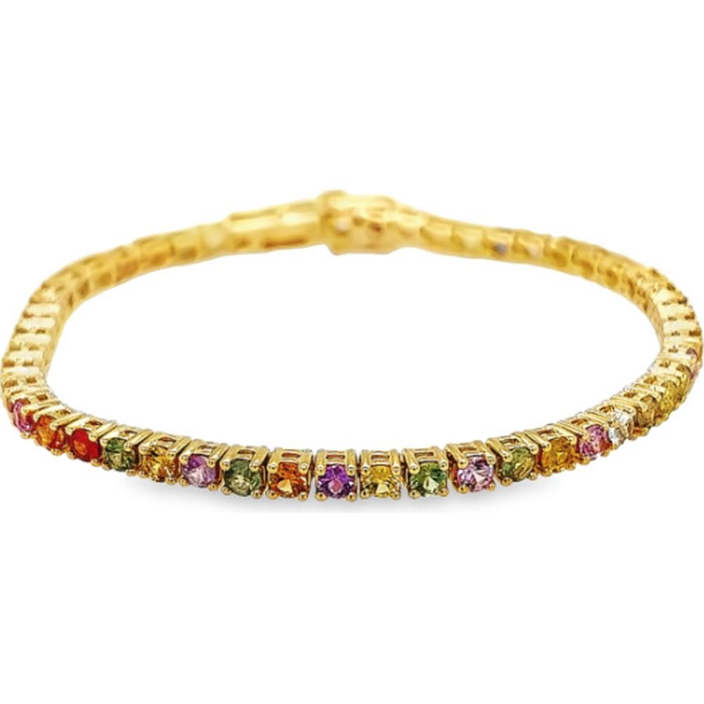 18K Yellow Gold Multi Sapphire Tennis Bracelet by Afarin
