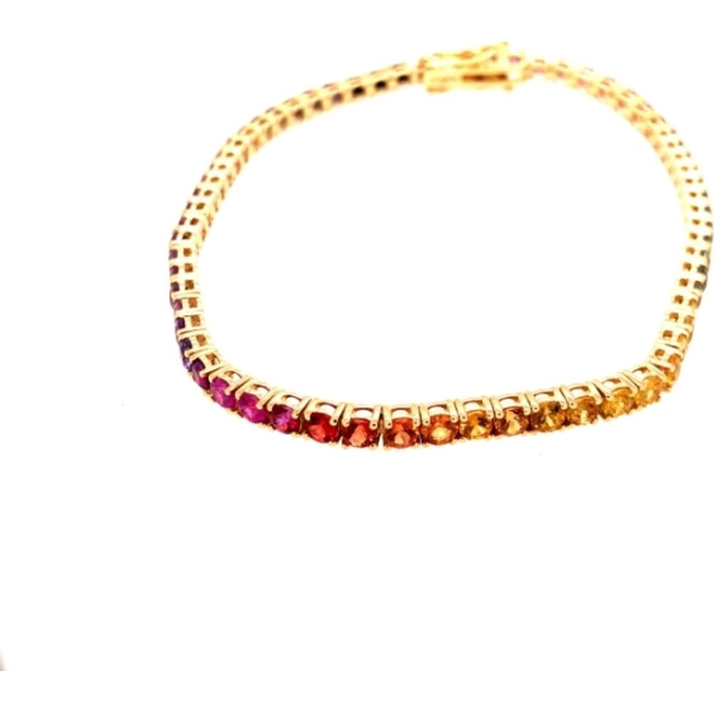 18K Yellow Gold Multi Sapphire Tennis Bracelet by Afarin