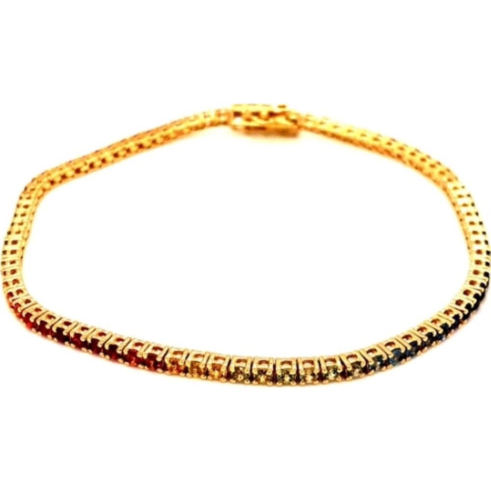 18K Yellow Gold Multi Sapphire Tennis Bracelet by Afarin