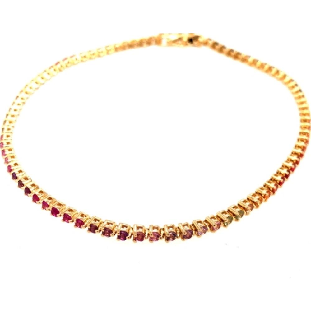 18K Yellow Gold Multi Sapphire Tennis Bracelet by Afarin