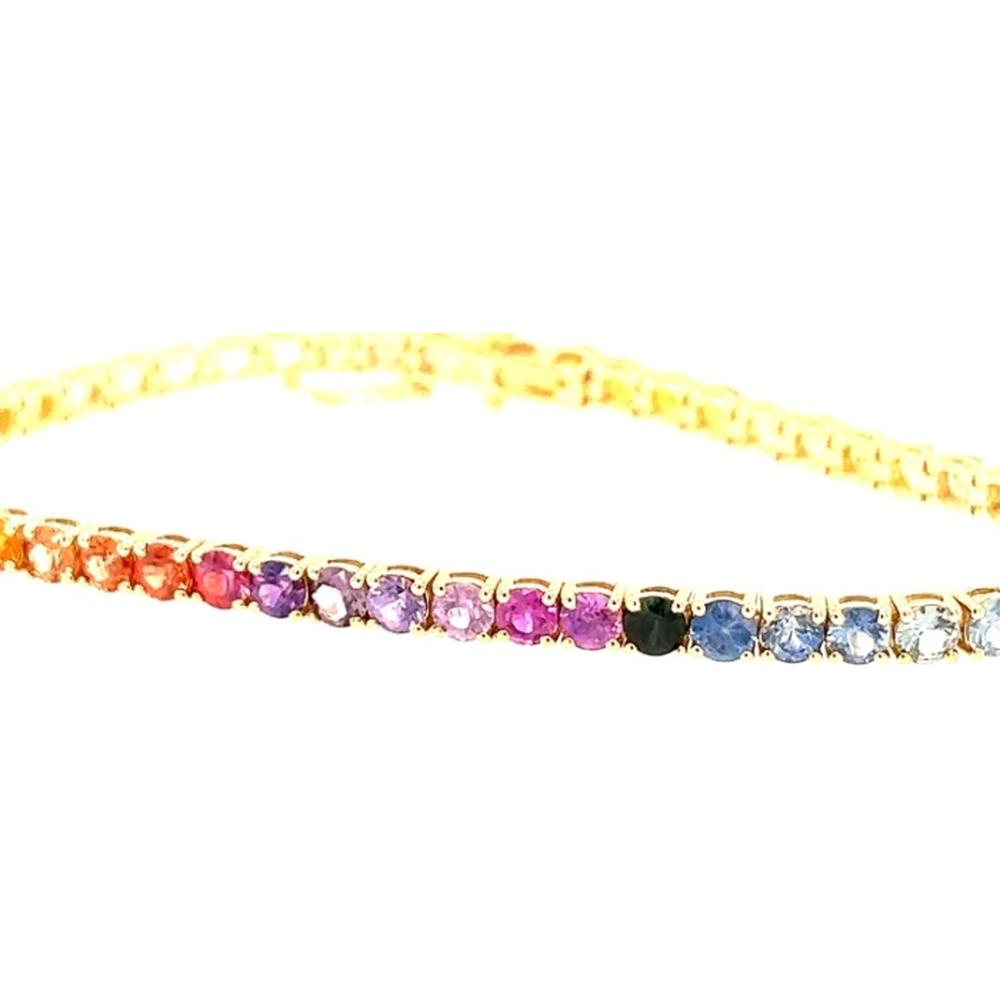 18K Yellow Gold Multi Sapphire Tennis Bracelet by Afarin