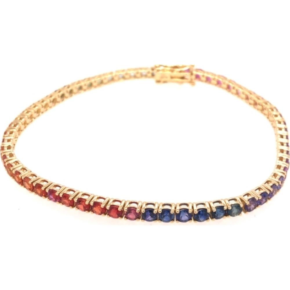 18K Yellow Gold Multi Sapphire Tennis Bracelet by Afarin
